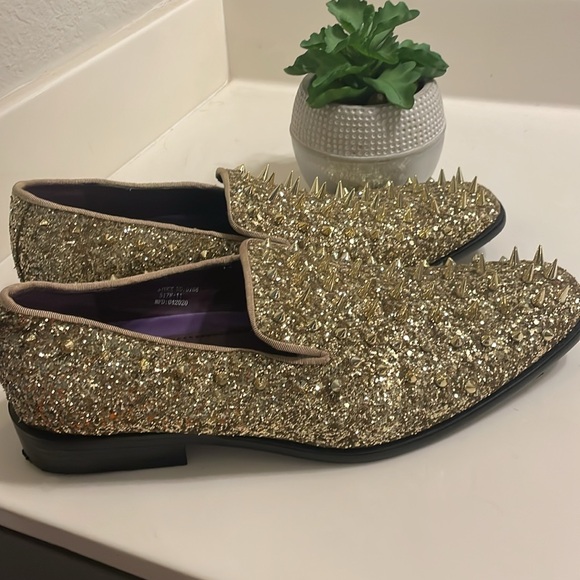 Gold Spiked Glitter Loafer - Picture 3 of 5